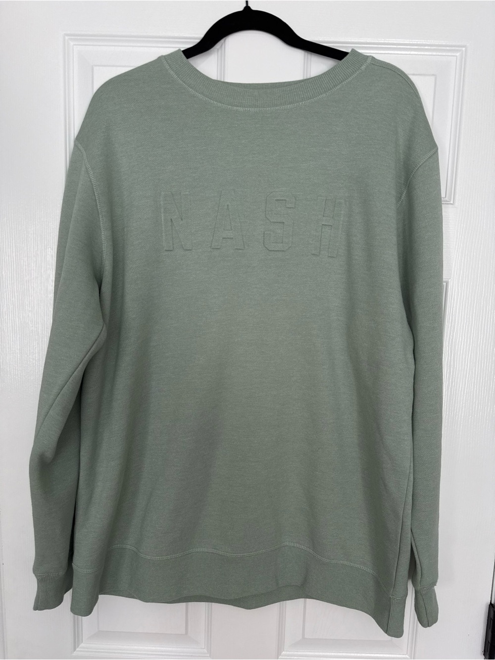 NASH Embossed Crewneck Sweater - Sage Green- size L/XL